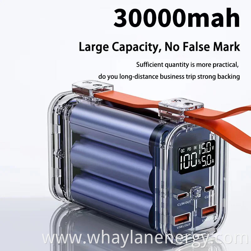 Whaylan Hot Sale High Quality Camping Fast Charger USB Type C DC AC Output Big Capacity Pd 100W 30000mAh Portable Power Bank for Laptop Mobile Phone